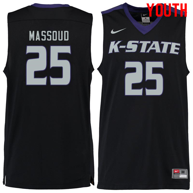 Youth #25 Ismael Massoud Kansas State Wildcats College Basketball Jerseys Sale-Black - Click Image to Close